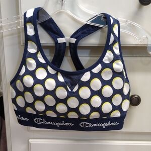 Champion Navy and White Polka Dot Sports Bra